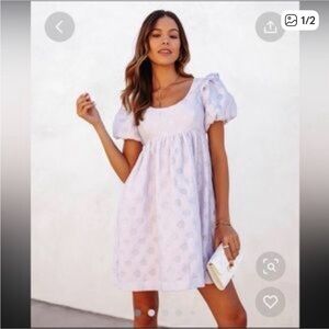 VICI: Storia Women's puff sleeve babydoll dress in Light Purple